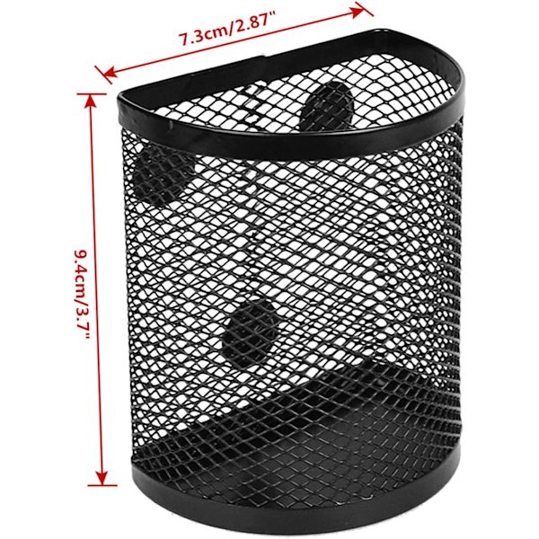 3 stk. magnetisk penneholder, mesh skrivebordsarrangør pennepot blyantholdere opbevaring af kontorartikler, med magneter til at holde whiteboard, skrivebord, skabsadgang Black