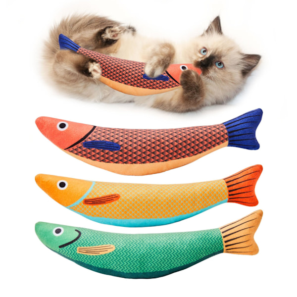 Kissalelut Saury, 3 kpl, rypistyvä ääni, pehmeä ja kestävä, interaktiivinen kissanpotkija, sopii sisäkissojen liikuntaan, puuvillatäyte