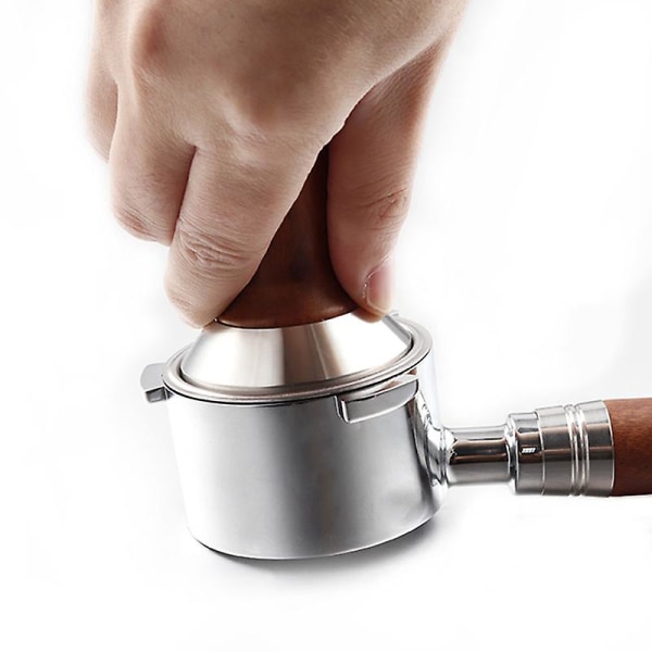 Kaffe Bundløs Portafilter Udskiftning Filterkurv Kaffe Tilbehør Rustfrit Stål Bundløs Portafilter(1stk, Sølv Træfarve)