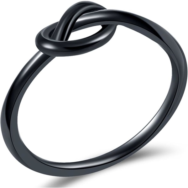 Storlek 3-13 Rostfritt stål Simple Love Knot Celtic Promise Anniversary Statement Ring Black 10