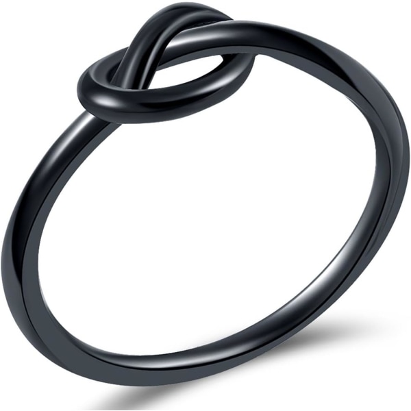 Størrelse 3-13 Rustfritt stål Simple Love Knot Celtic Promise Jubileumserklæringsring Black 5