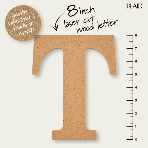 8\" Oavslutade MDF-bokstäver, träyta perfekt för DIY-konst och hantverksprojekt, 63581 och 63599, 8 tum B + Letter 63599 8 inch