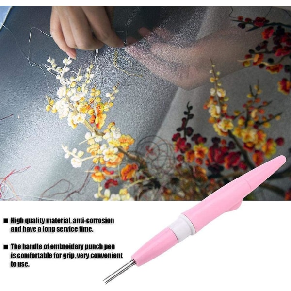 Filtnål Broderi Punch Pen Nålfils Penna Med 3 Fina Nålar Set Verktyg Ull Filtning Tillbehör Hantverk(1st, Rosa)