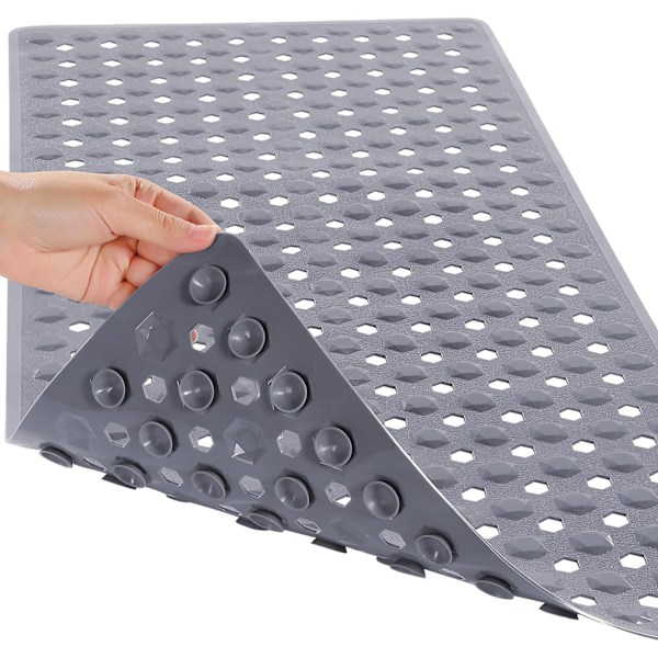Halkfri badrumsmatta Lyxig extra lång badkarsmatta Säker stark sugkopp och dräneringshål Badrumstillbehör Grå 100*40cm grey 100*40cm