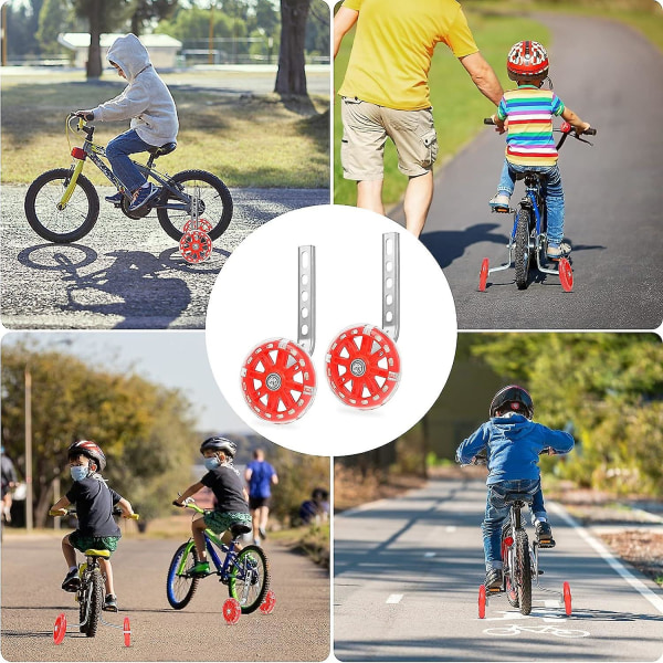 Barncykelstödhjul, Cykelhjälphjul Barnhjälphjul, Hjälphjul för 12-20 tums cykelkomponenter, Röd