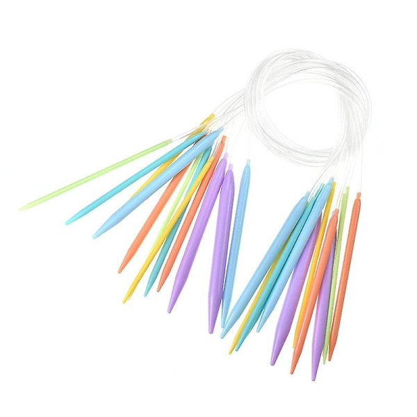 Stickningsnålset i plast, flerfärgat, 80 cm (1 set, flerfärgat)