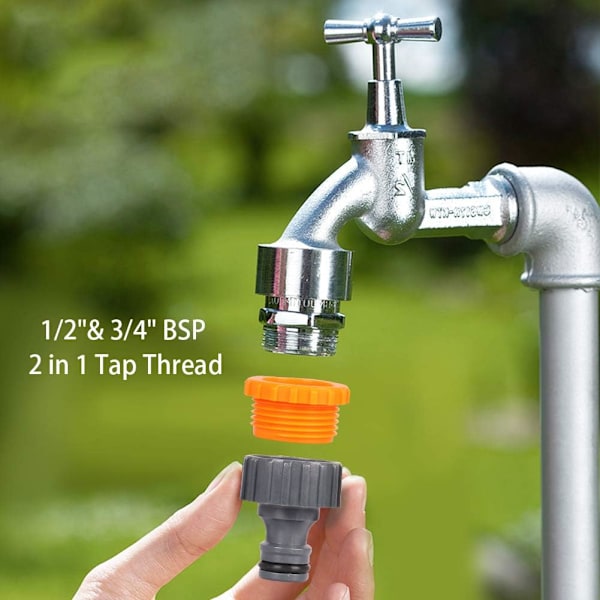 4-pakke slangekoblingssæt i plast, rørsamlingskoblingssæt, 1/2\" slangeendeadapter, vandstopkobling, 1/2\"&3/4\" 2 i 1 hane-adapter, et Multisize Connector Suit