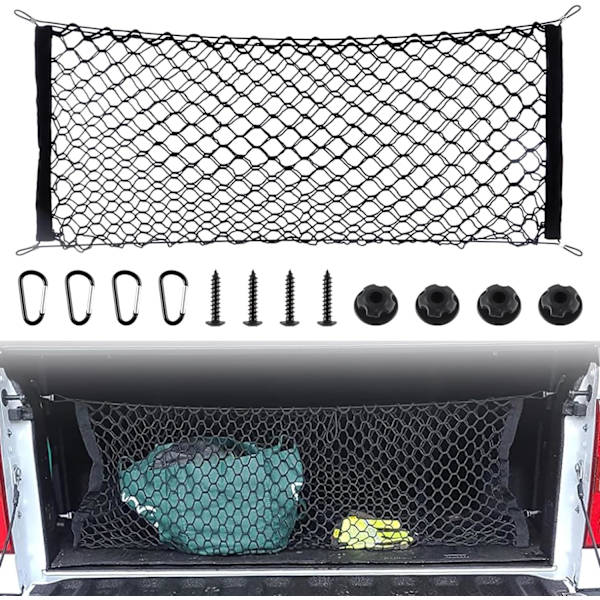 Truck Bed Cargo Net Stretchable, Justerbar Trunk Storage Net med Hook, Tilbehør til Pickup Bed Divider Organizer og Storage, Kompatibel med Ch 43.3x15.8 Inch 50×18 Inch