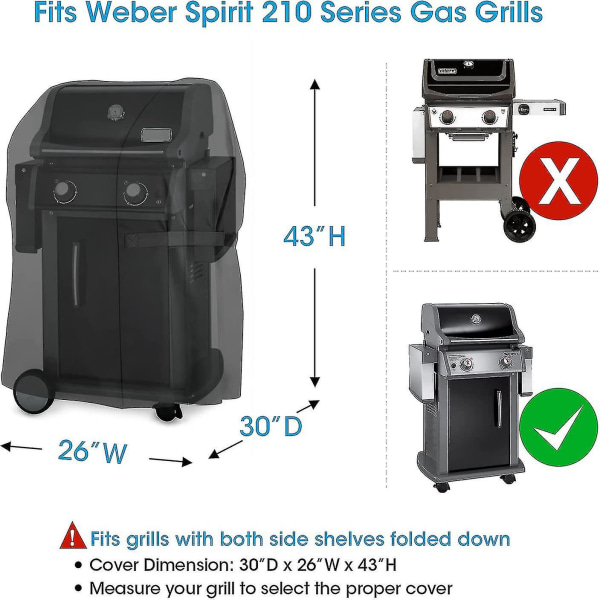 52 tommers grilldeksel for Weber Spirit 200 og 300-serien, grilldeksel for utendørsgrill, kraftig vanntett grilldeksel, falmingsbestandig grill C