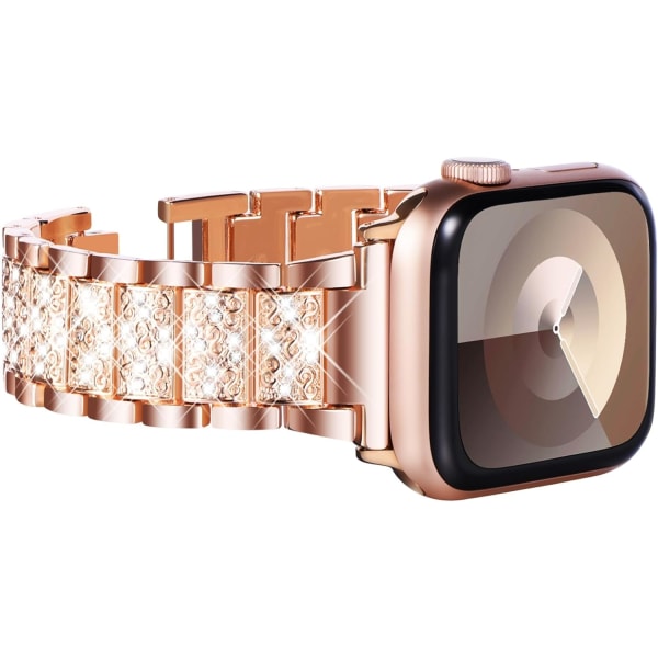 Kompatibel med Apple Watch-reimer 41 mm 40 mm 38 mm, Kvinners Bling Diamond Rhinestone-reim for Apple Watch-reim SE (GEN 1 2 3) iWatch-reim Serie 9 BlingRose Gold 41mm/40mm/38mm