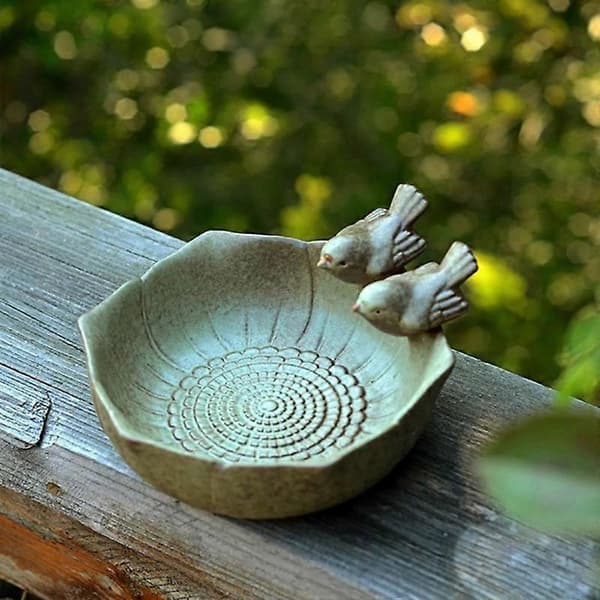 Keramiske fuglebade Haveindretning Fuglefoder Keramisk Akvarium Retro Finish Fuglefoder