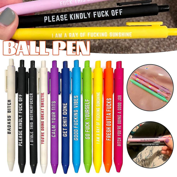 11 stk kuglepen sort blækpenne med sjove ordsprog Nyhed udtrækkelige kuglepenne til studerende