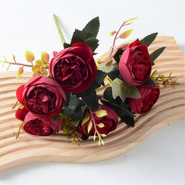 6 hoveder kunstig roseblomst pladsbesparende organizer til køkken og hjem Light Coffee