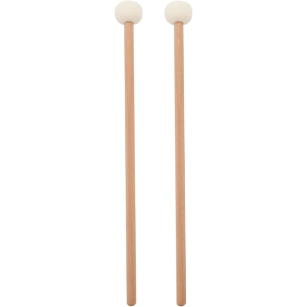 Hacbop 313641 2 stk trommestikker, trommestikker dobbelthode trommesymbal gong klubbe myk hammerpinner klubber stenger gummihammer 38,5 cm/15,1 tommer, hvit
