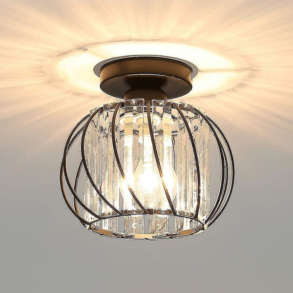Moderne krystal loftslampe E27 LED loftslampe Mini krystal lysekrone til køkken spisestue soveværelse entre (sort) ,h