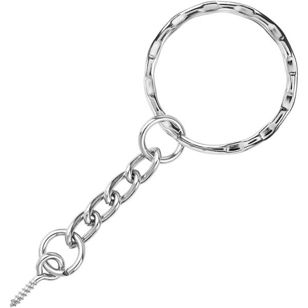 50 st prägling delad nyckelring nyckelringar med öppen hoppring kedjeförlängare och skruvögla stift kontakt för smycken fynd, 1 tum diame Silver