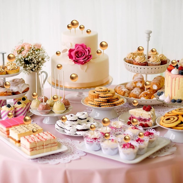 (gyldne) Ball Cake Toppers, 108 stykker Mini Cake Toppers, Cake Topper Bolde Cupcake Toppers, Diy Insert Cake Toppers, Til Dessert Cake Toppers, Weddin