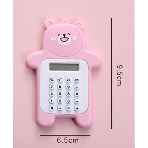 (vaaleanpunainen) Mini Cute Bear kannettava digitaalinen laskin, taskulaskin 8 näytöllä, söpö sarjakuvakarhulaskin, toimistotarvikkeet