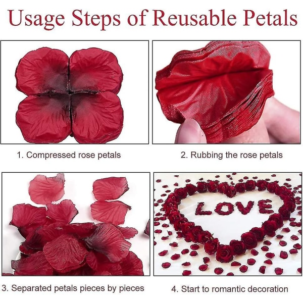 Konstgjorda rosenblad, 1000 st Röda rosenblad Konfetti konstgjorda sidenrosblad