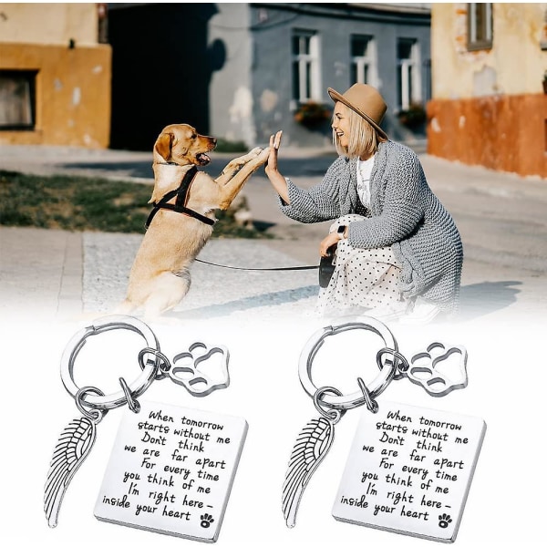 Hundminnespresenter Nyckelhänge Sympati Minnesgåva Förlust av sällskapsdjur tassavtryck Minnesmärke Hundnyckelring för förlust Hund Husdjur Katt Minnesdekoration (4st, silver)