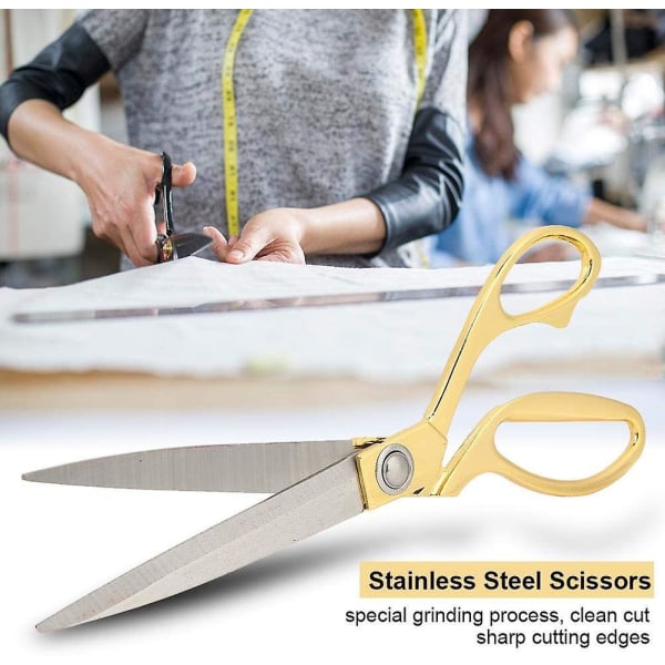 Sewing Scissors Stainless Steel Scissors Household Tailor Cloth Fabric Cutting Scissors(1 Pc, Gold)