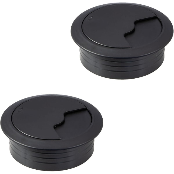 Kaapelin läpivienti - Pöytä - Kaapelitulppa 60 mm reikä - 2 langatonta pyöreää kaapelin läpivientiä - Mattamusta muovi - Painettava kaapeliohjain - Pöydän johtokanava - Kaapeli