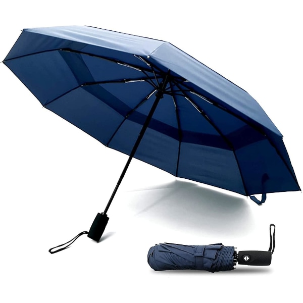 Fällbart paraply Auto Öppna Stäng 10 Ribbar Ergonomiskt handtag, vattentät resa