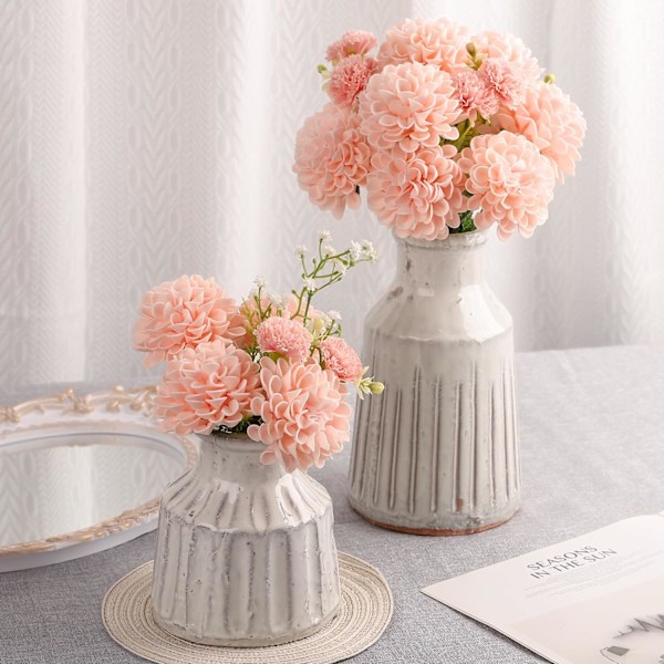 Konstgjorda blommor 20 st falska skum Dahlia blomma med stjälkar, DIY skum Dahlia blomma för bröllopstårta buketter blomsterarrangemang Pink 20pcs