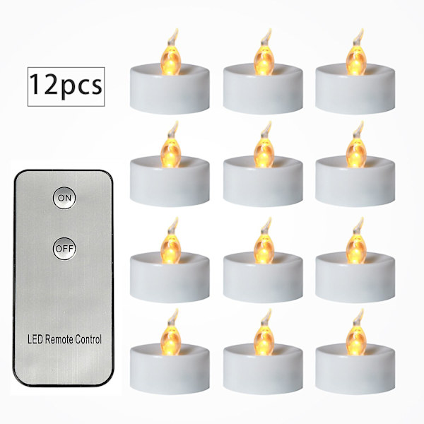 12 Pakk Led Lys (hvitt Hus, Varm Hvit), Flammeløs, Flimrende & Klare Telys, 100+ Timer Med Elektrisk Lys