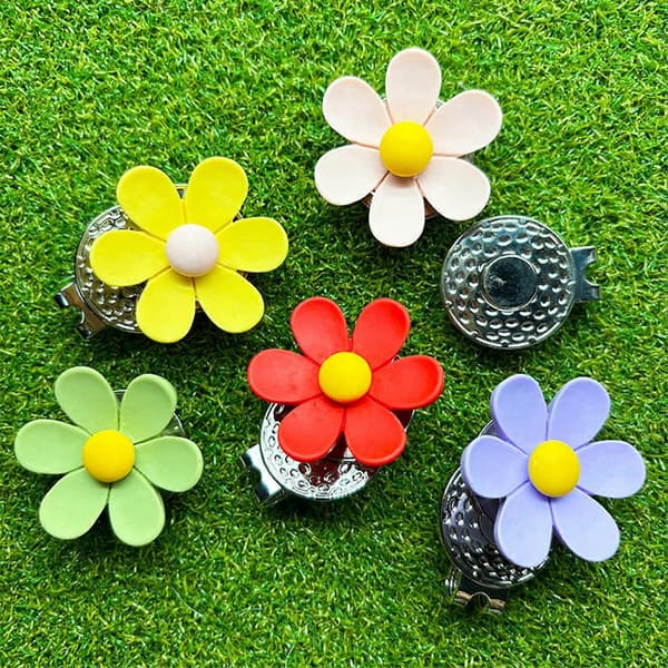 Magnetisk Golfboldmarkør med Hatteclips Blomsterformet Golfboldmarkør Magnet Kasketclips Sæt Golfbag Blue