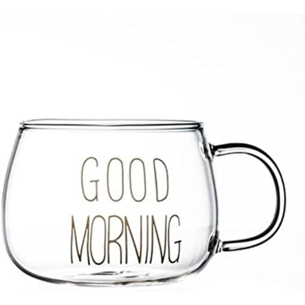 Godmorgen Kaffe Kops, 350 ml Glas til Te, Morgenmad, Juice Transparent