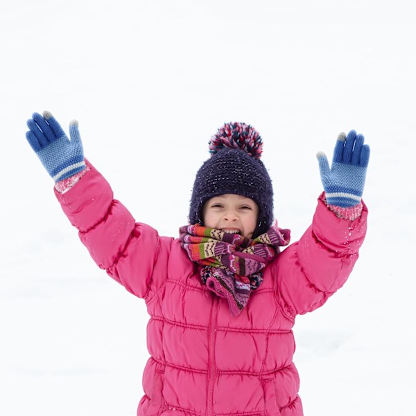 Barnehansker, Strikkhansker til Vinter, Elastiske Barnevotter, Fullfingerhansker for Barn, Myke Varme Barnestrikkhansker for Gutter og Jenter Blue