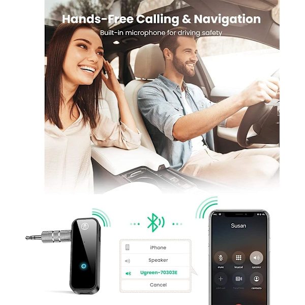 Bluetooth 5.0 -lähetin-vastaanotin 2-in-1 Bluetooth -auton Aux-sovitin Kannettava Mini langaton Bluetooth 3.5 mm:n ääniadapteri Bluetooth -musiikin vastaanotin