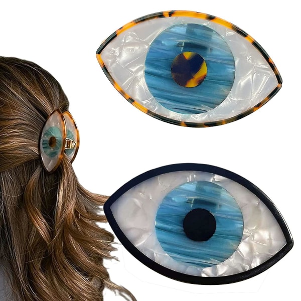 3" Retro Blue Eye Hårklämmor Halkfria små hårklämmor för kvinnor Unik design Klohårklämmor för tjocka och tunna