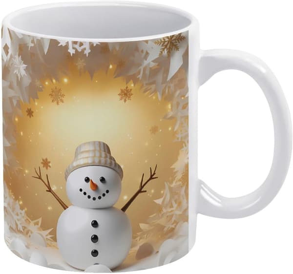 Vinter Snögubbe Hål i Väggen Kaffemugg Målad Mugg Kreativ Rymddesign Mångsidig Mugg Unisex Mugg Present