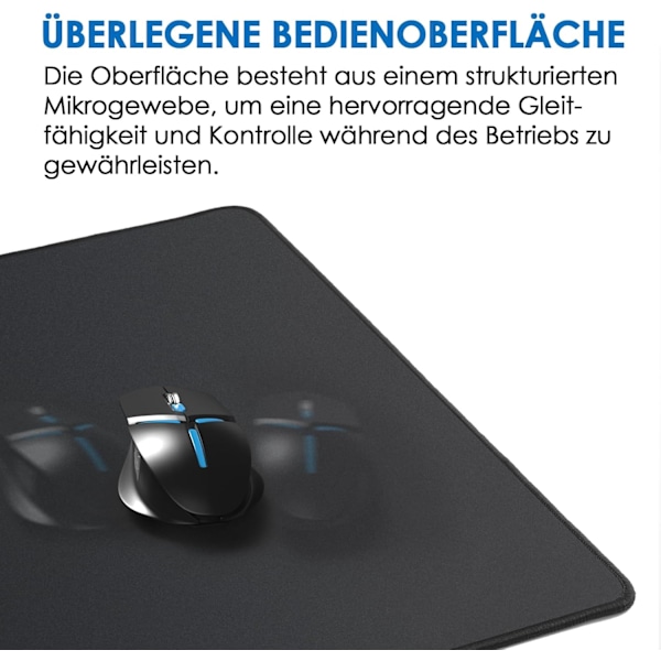 800x400x3mm Suuri Pelialusta Ommelluilla Reunoilla, XL Hiirimatto Liukumattoman Pohjan Kanssa, Laajennettu Suurikokoinen Näppäimistötyöpöytäalusta Vedenkestävällä S Black 800x400mm