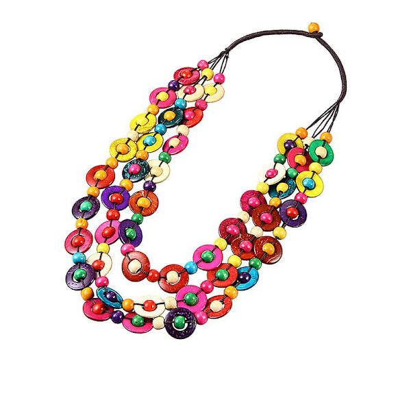 Bohemian Retro Style Halskæde Håndlavet Kokosnød Træperler Strand Vedhæng