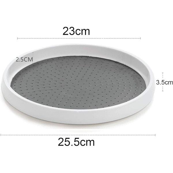 Lazy Susan Turntable Cupboard Organizer, Rotierende Krydderhylle for Kjøkkenoppbevaring og Organisering, Sklisikker Krydderholder, Hvit Plast Oppbevaring