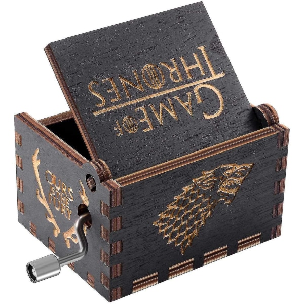 Game Of Thrones -puinen musiikkilaatikko, antiikkikäsin veistetyt puiset käsikampimusiikkilaatikot lahja Chrisille