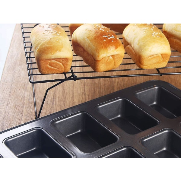 Mini leipävuoka, 8-syvennetty tarttumaton muffinipannu, hiiliteräksinen Brownie-leivonnainen uunissa - harmaa