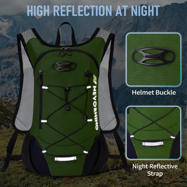 Kevyt nesteytysreppu, juoksureppu 2 litran vesirakolla, Hydro Water Daypack pyöräilyyn, patikointiin, raveihin miehille ja naisille Army Green2