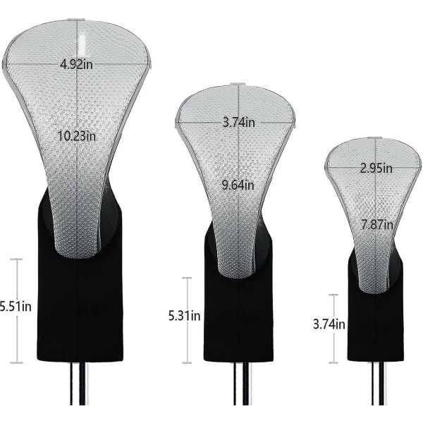 Golfklubbetræk Lang Hals Haj Træbetræk Klubbetræk 3 Stykker (grå) (santanxing)