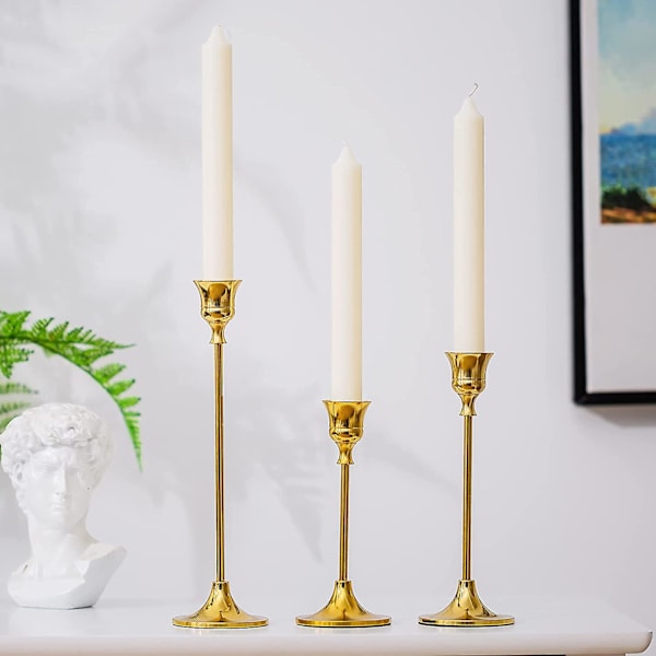 Ljusstake Dekoration Ljusstakar Vardagsrum - Set Om 3 Guld Kon Ljusstake Metall Ljusstake Dekoration Bord Bröllop Heminredning Fest o