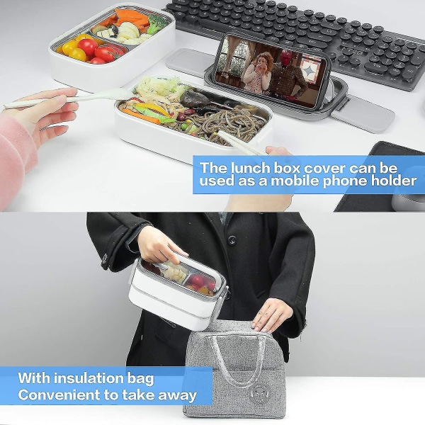 Oppvarmet lunsjboks i rustfritt stål - isolert Bento-boks Multifunksjons-beholdere Lunsjboksbeholdere med rom