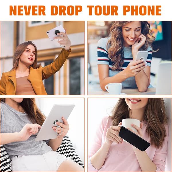 Telefon Ring Holder Fingerstøtte, 360° Rotation Foldbart Stativ Justerbart Kompatibelt med De Fleste Smartphones (Sort)