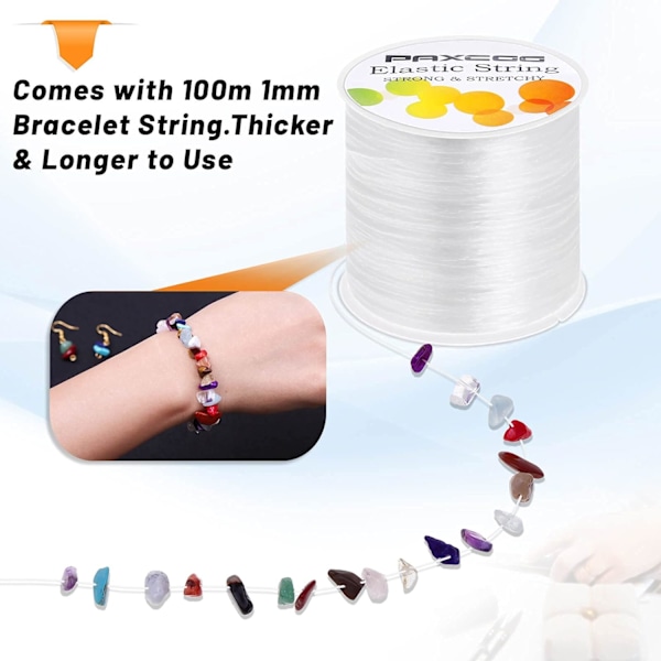 1 mm elastisk armbåndssnor, elastisk snor til smykkefremstilling og armbåndsfremtilling, hvit White 1 MM