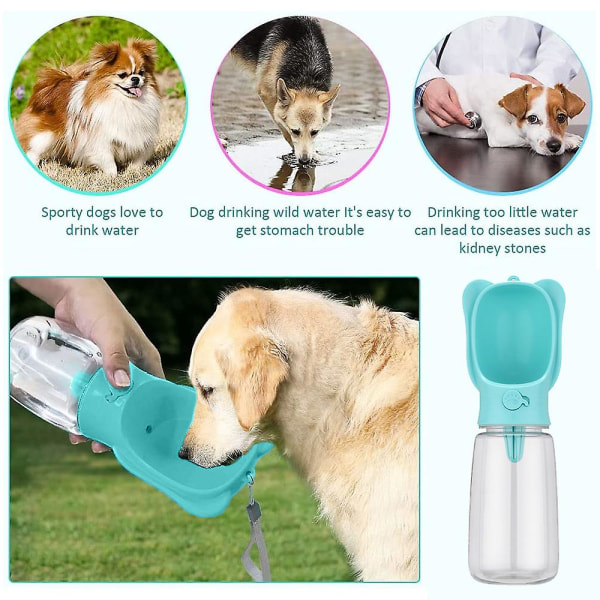Läcksäker valpvattenflaska med dricksmatare Bärbar hundvattenflaska blå