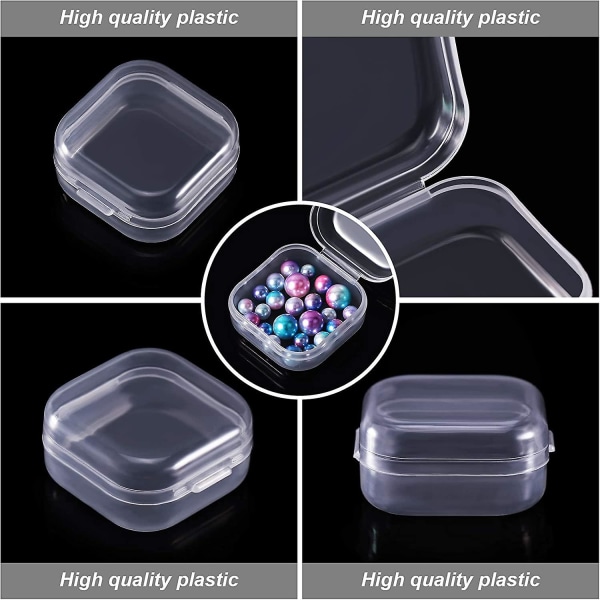 6 stykker mini klar plast perle oppbevaringsbokser for oppsamling av små gjenstander, perler, smykker, visittkort, håndverk (1,37 X 1,37 X 0,7 tommer)