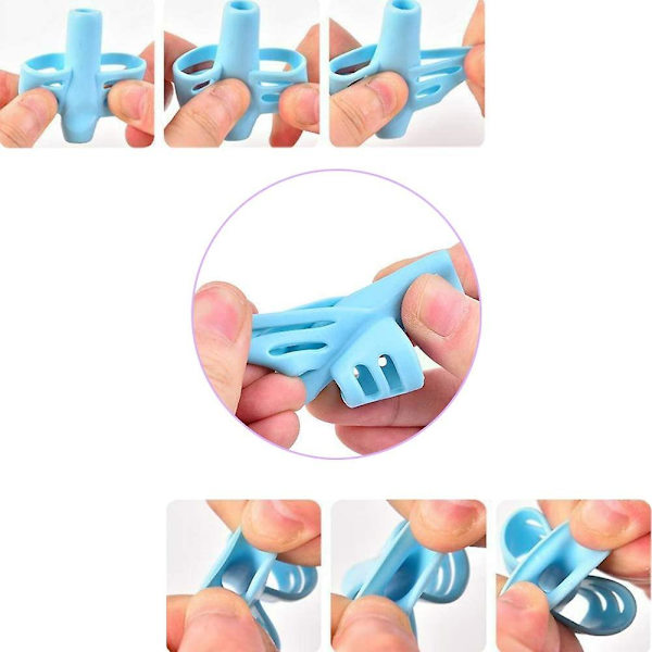 Blyantgrep Holder Barn Tenåringer Skrive Korrigering Grep Myk Silikon Penn Blyant To-fingers Grep Skrivehjelp Grep(1 Sett, Oransje Blå Grønn)
