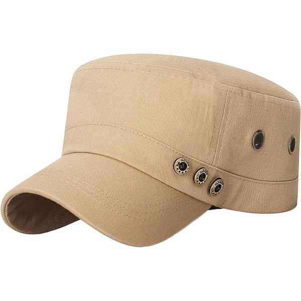 Unisex Kadett Hærlue Justerbar Flat Top Cap Vasket Bomull Militærlue Baseball Cap